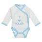 Preview: Milarda Baby Body Wickelbody "I love MAMA", creme-blau, Gr. 50-74