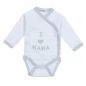 Preview: Milarda Baby Body Wickelbody "I love MAMA", weiß-grau, Gr. 50-74