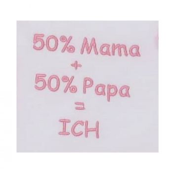 Milarda Baby Body Wickelbody "50% mama + 50% papa = Ich", weiß-rosa, Gr. 50-74