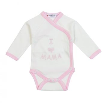 Milarda Baby Body Wickelbody "I love MAMA", creme-rosa, Gr. 50-74