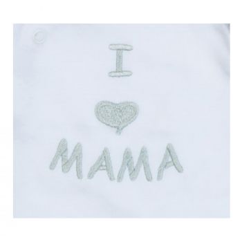 Milarda Baby Body Wickelbody "I love MAMA", weiß-grau, Gr. 50-74