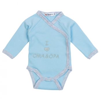 Milarda Baby Body Wickelbody "I love Oma & Opa", blau-grau, Gr. 50-74