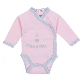 Milarda Baby Body Wickelbody "I love Oma & Opa", rosa-grau, Gr. 50-74