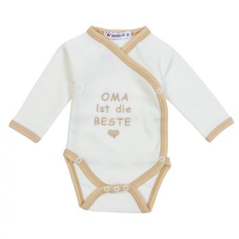 Milarda Baby Body Wickelbody "OMA ist die BESTE", creme-braun, Gr. 50-74