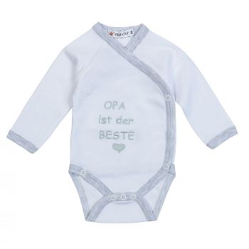 Milarda Baby Body Wickelbody "OPA ist der BESTE", weiß-grau, Gr. 50-74