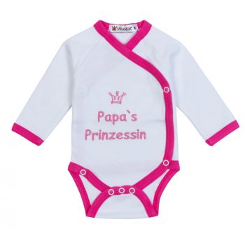 Gr 50-68 weiß-rosa Milarda Baby Body Wickelbody mit Spruch "I love PAPA" 