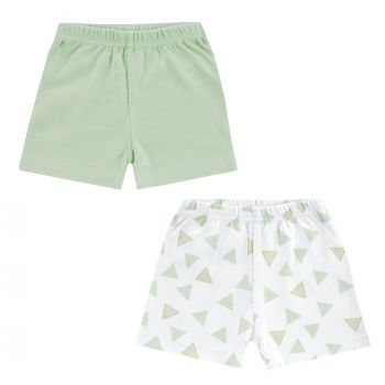 BOLEY Baby Shorts, Safari, 2er-Pack, weiß-grün, Gr. 56-92