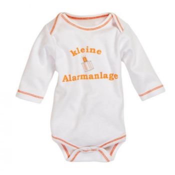 Schnizler Body Langarm "kleine Alarmanlage", weiß-orange, Gr. 50/56