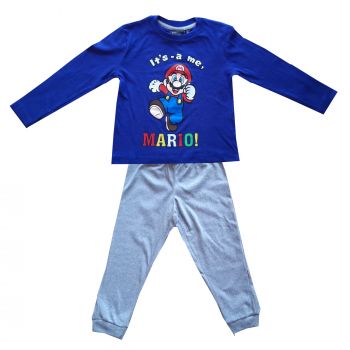 Super Mario Jungen Schlafanzug, blau-grau, Gr. 98-128