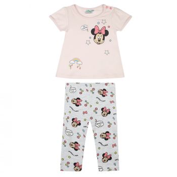 Gr 62-92 Disney Bambi Set: Kleid mit Leggings Glitzerdruck grau-pink