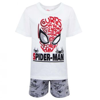 Spiderman Shorty Pyjama, weiß-grau, Gr. 104