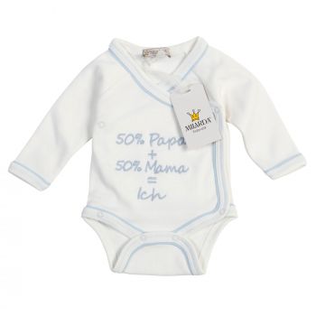 Milarda Wickelbody "50% Papa+50% Mama=Ich", creme-blau, Gr. 50-74