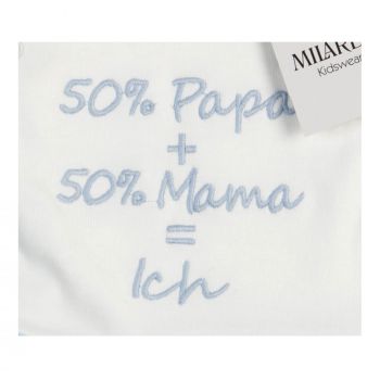 Milarda Wickelbody "50% Papa+50% Mama=Ich", creme-blau, Gr. 50-74