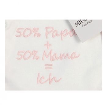 Milarda Wickelbody "50% Papa+50% Mama=Ich", creme-rosa, Gr. 50-74