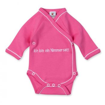 Milarda Baby Body Wickelbody "Ich bin ein Nimmersatt", pink, Gr. 50-62