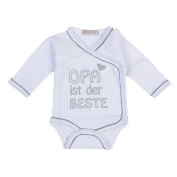 Milarda Baby Body Wickelbody "OPA ist der BESTE", weiß-grau, Gr. 50-74