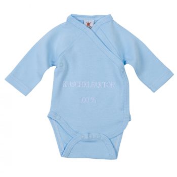 Milarda Baby Body Wickelbody "Kuschelfaktor = 100%", blau, Gr. 50-56