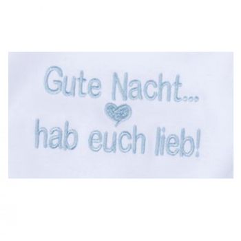 Milarda Baby Schlafanzug "Gute Nacht ... hab euch lieb!", weiß-blau, Gr. 50-62