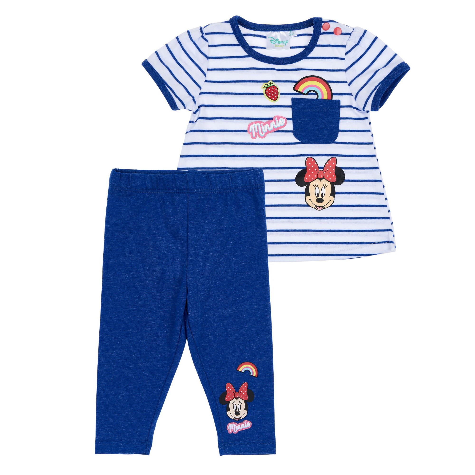 Zweiteiler Gr weiß-blau Disney Minnie Set Glitzerdruck 62-92