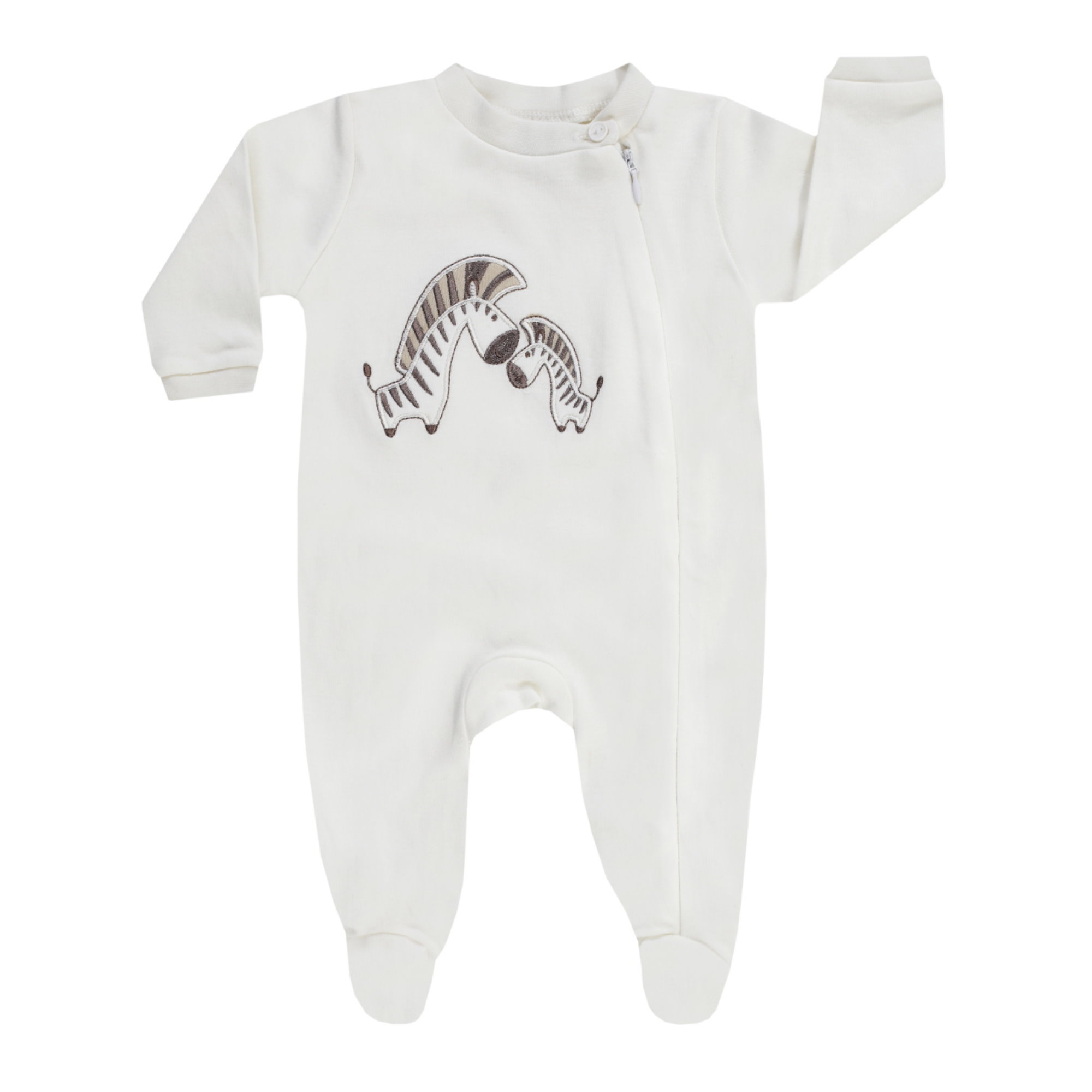 Rainbowpalace Baby- und Kindermode - Schlafoverall Zebra Baby mit JACKY Stickerei