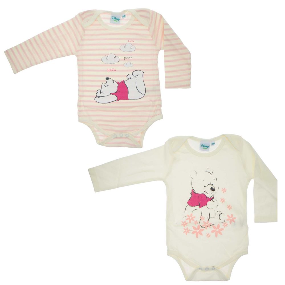 Disney Winnie Puuh Body, 2 Stück, creme-rosa, Gr. 62/68-80/86