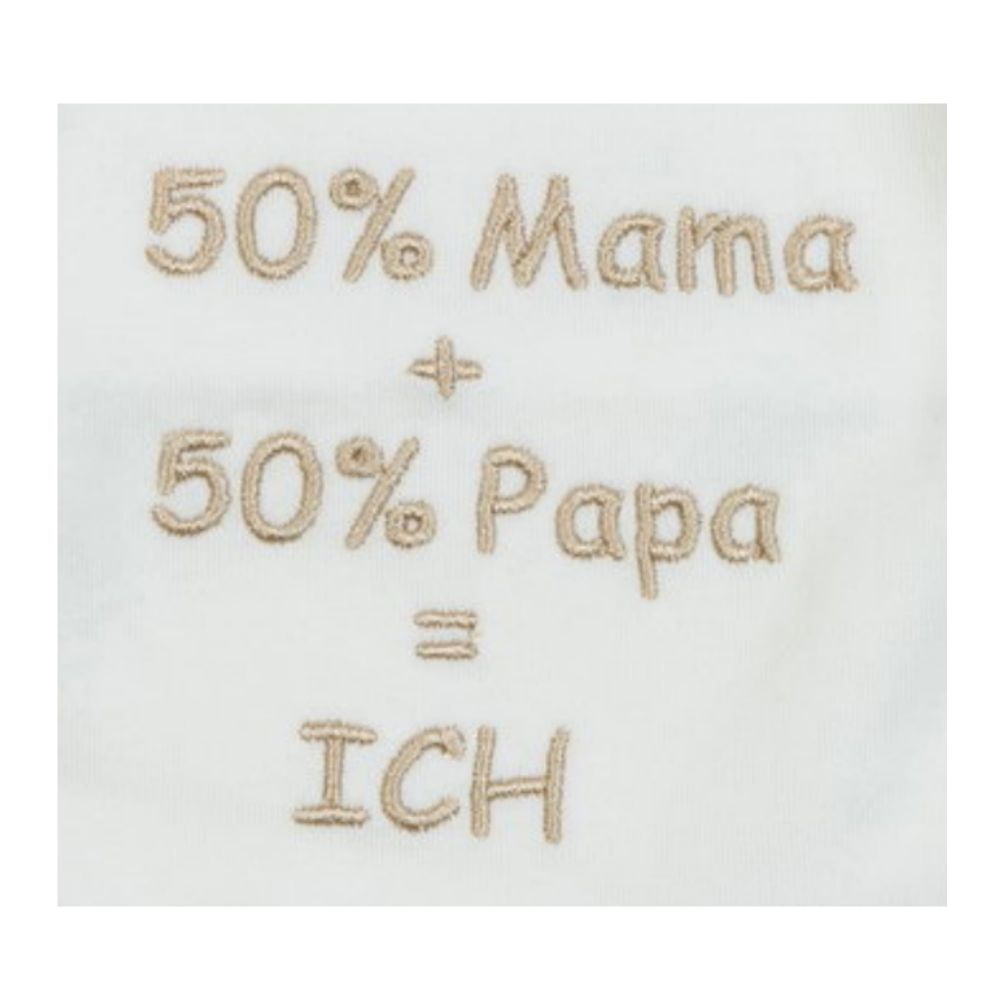 Milarda Baby Body Wickelbody "50% mama + 50% papa = Ich", creme-braun, Gr. 50-74