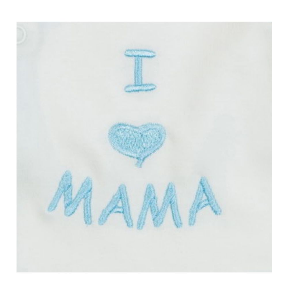 Milarda Baby Body Wickelbody "I love MAMA", creme-blau, Gr. 50-74