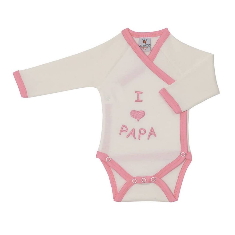 Milarda Baby Body Wickelbody "I love PAPA", creme-rosa, Gr. 50-74