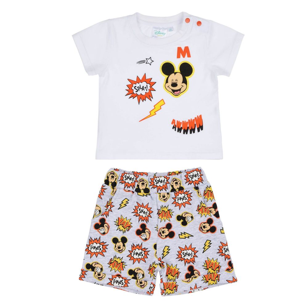 Disney Mickey Set, Shirt + Shorts, weiß-grau, Gr. 68