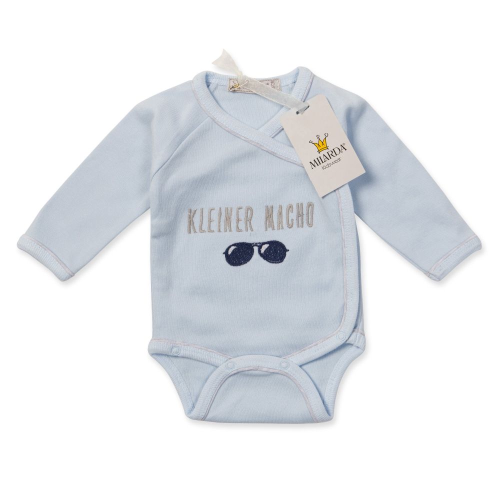 Milarda Baby Body Wickelbody "Kleiner Macho", blau, Gr. 50-74