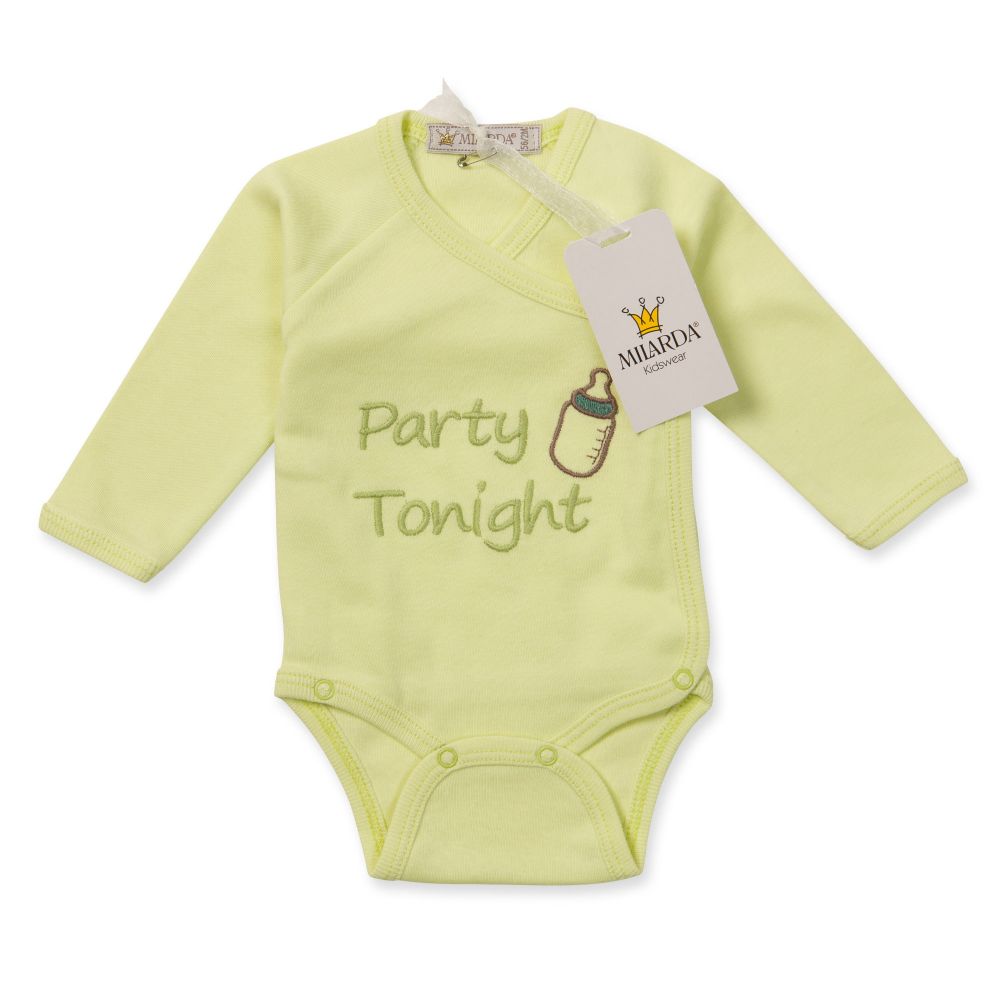 Milarda Baby Body Wickelbody "Party tonight", gelbgrün, Gr. 50-74