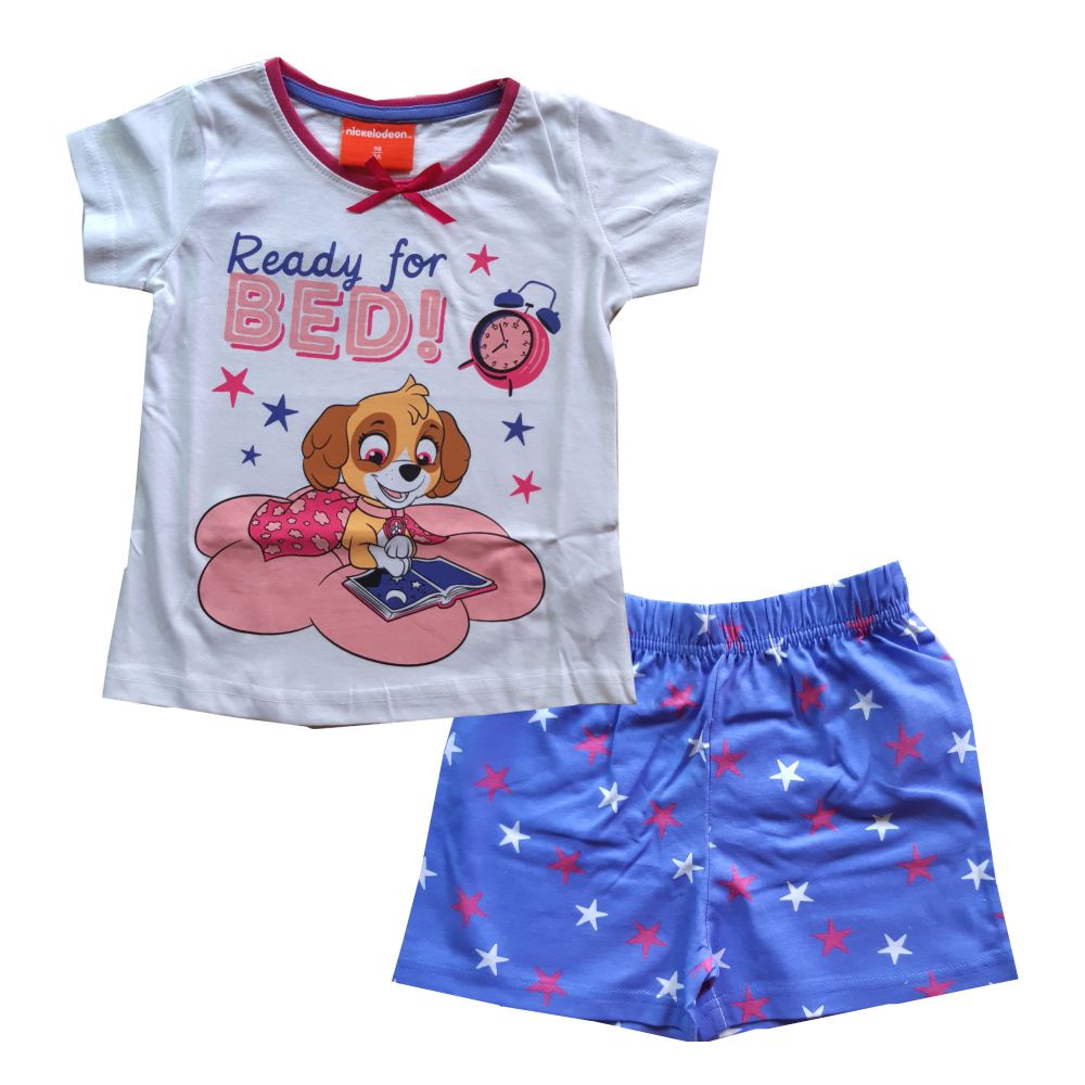 Paw Patrol Shorty Pyjama, weiß-blau, Gr. 98-128