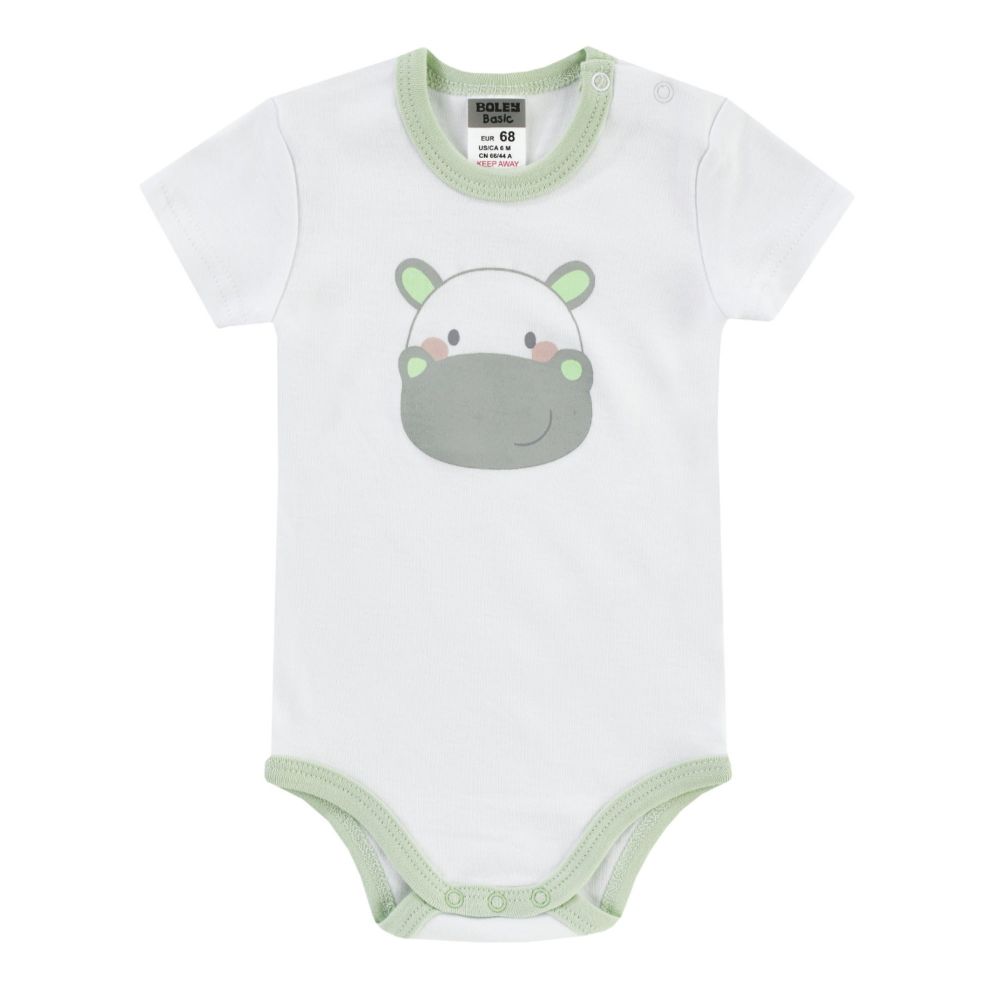 BOLEY Baby Body Kurzarm, Safari, 3er-Pack, weiß, Gr. 50-86