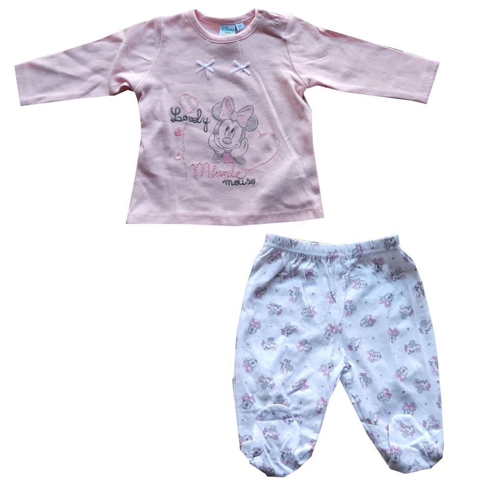 Disney Minnie Set, Zweiteiler, Stickerei, Glitzer, rosa-weiß, Gr. 48-68