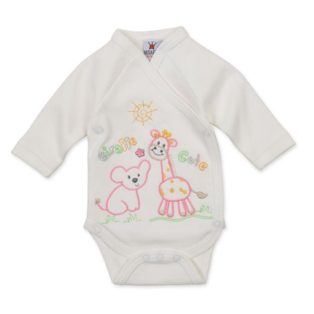 Milarda Baby Body Wickelbody Giraffe, creme, Gr. 50-62