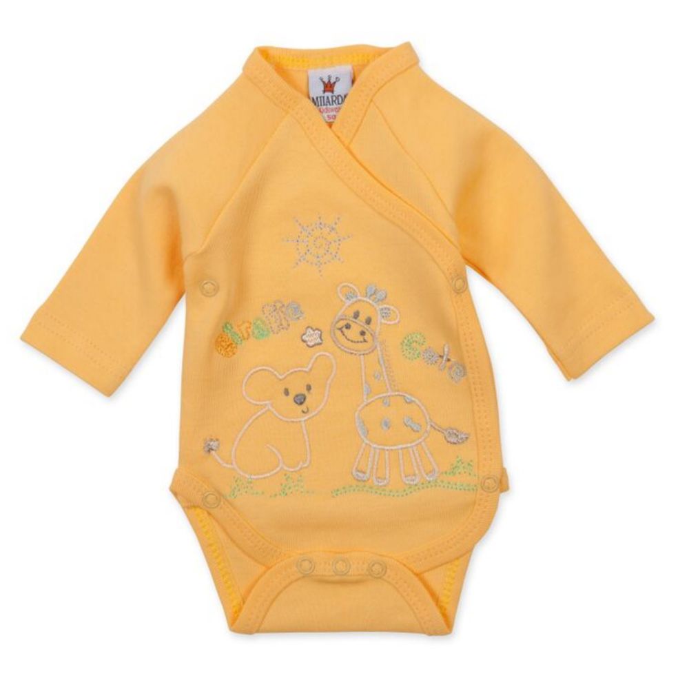 Milarda Baby Body Wickelbody Giraffe, gelborange, Gr. 50-62