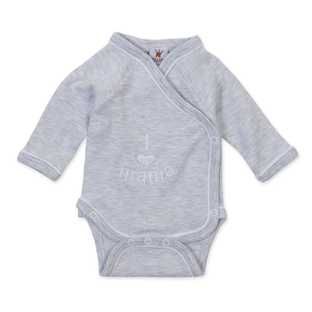 Milarda Baby Body Wickelbody "I love mama", grau, Gr. 50-62