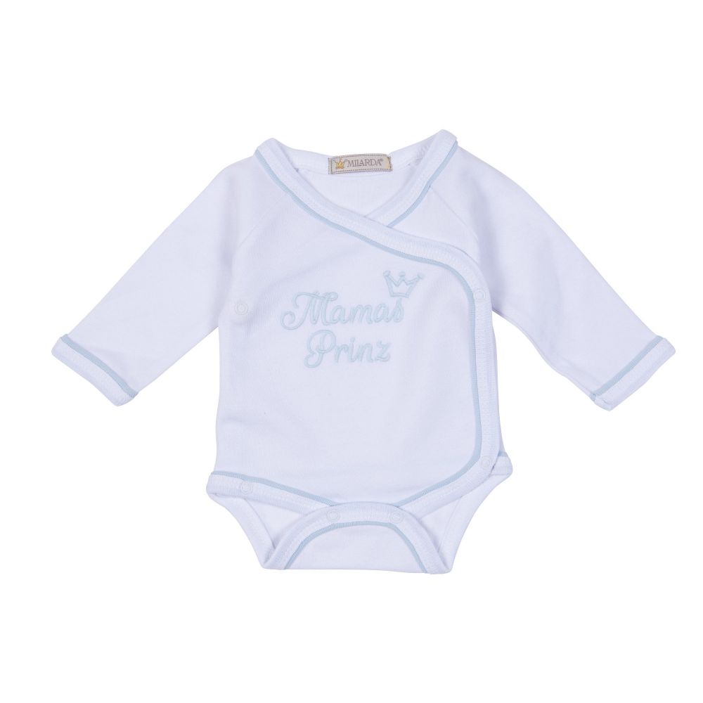 Milarda Baby Body Wickelbody "Mamas Prinz", weiß-blau, Gr. 50-74