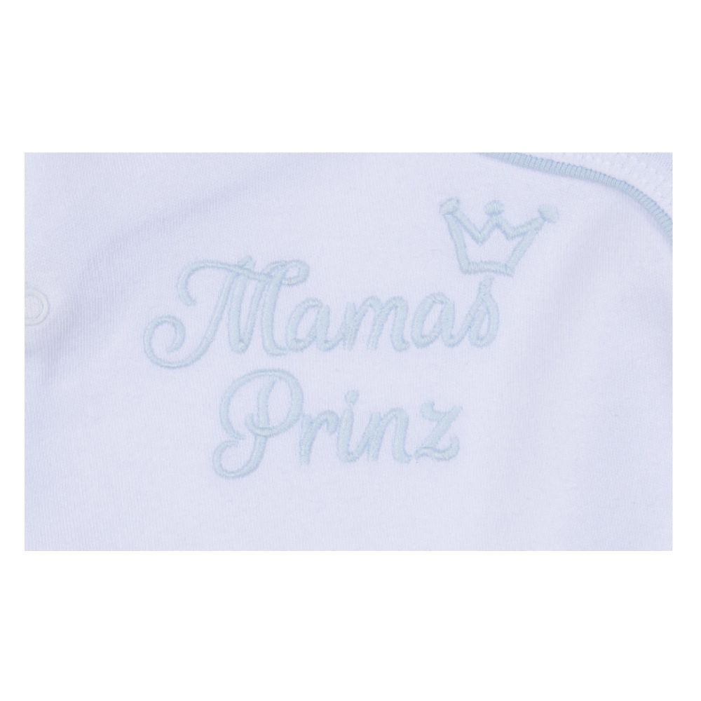 Milarda Baby Body Wickelbody "Mamas Prinz", weiß-blau, Gr. 50-74