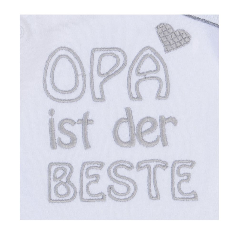 Milarda Baby Body Wickelbody "OPA ist der BESTE", weiß-grau, Gr. 50-74