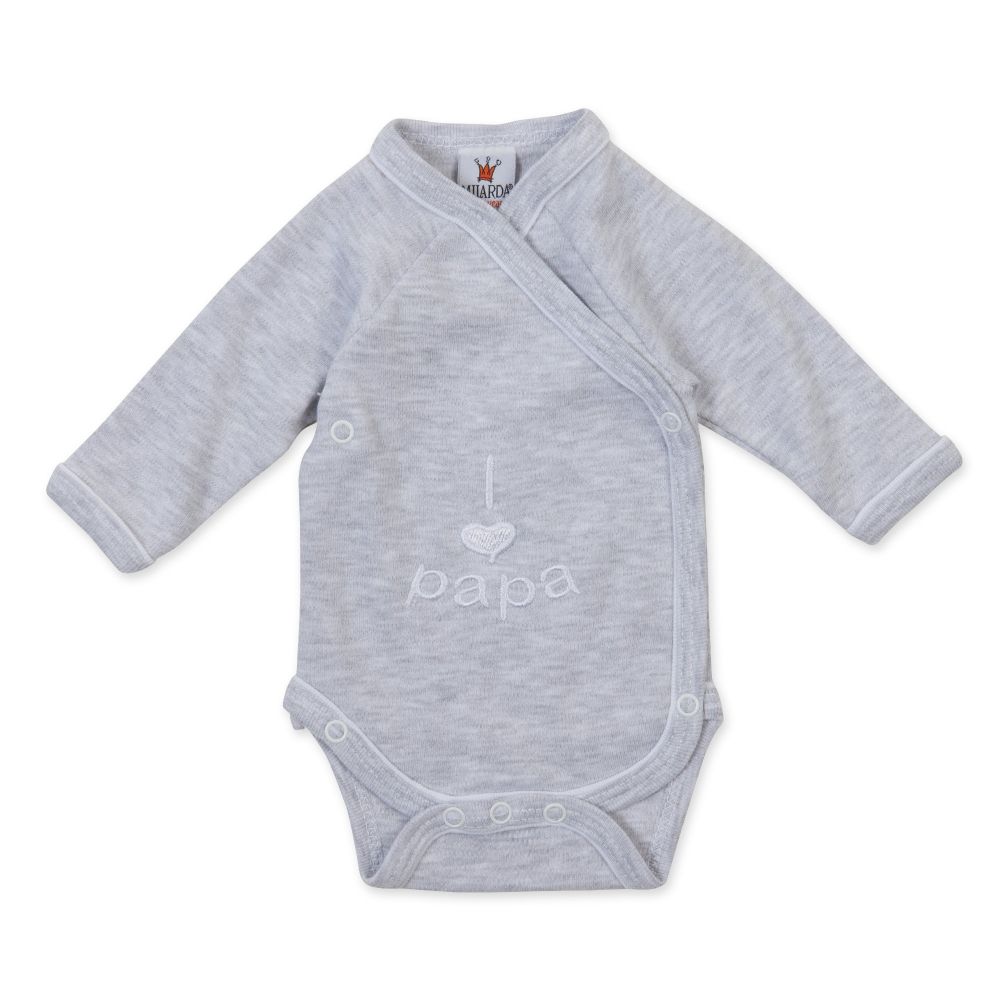 Milarda Baby Body Wickelbody "I love papa", grau, Gr. 50-62