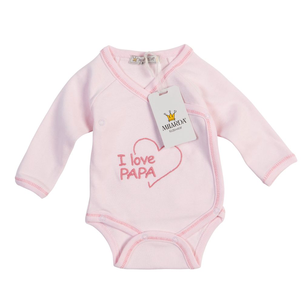 Milarda Baby Body Wickelbody "I love PAPA", rosa, Gr. 50-74