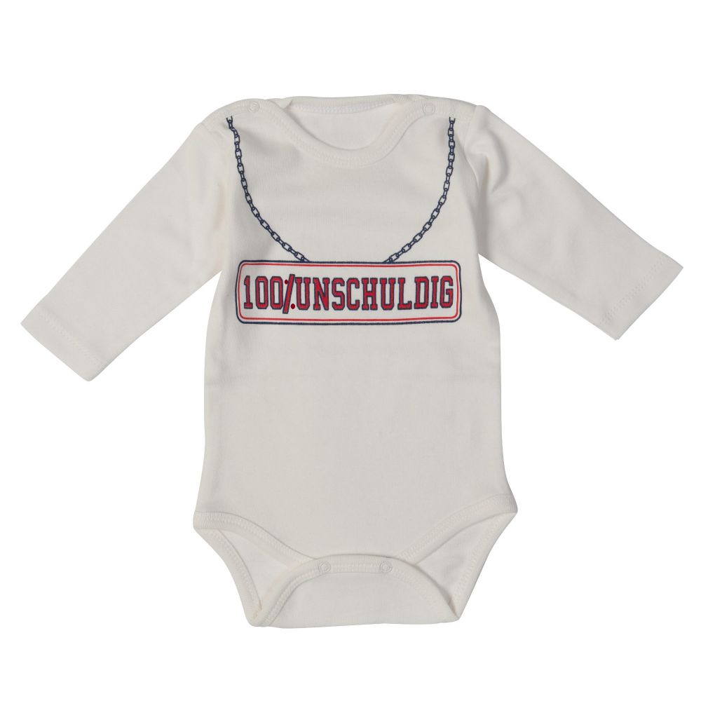 Milarda Baby Body Wickelbody "100% UNSCHULDIG", creme, Gr. 50-74